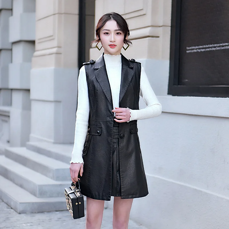 

Waistcoat Women's Autumn Mid-length 2018 New Style Fashion Korean-style Elegant Slimming Versatile Sleeveless Waistcoat Vest Coa