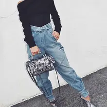 Весна новые женские повседневные джинсы женский свободный хлопчатобумажный из денима брюки длинные брюки gdnz 11,29