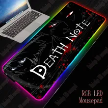 Yuzuoan игровой коврик для мыши в стиле аниме «Death Note» RGB светодиодный коврик для мыши с красочной подсветкой XXL большая Блокировка мыши комфортный компьютерный коврик для клавиатуры 60X30