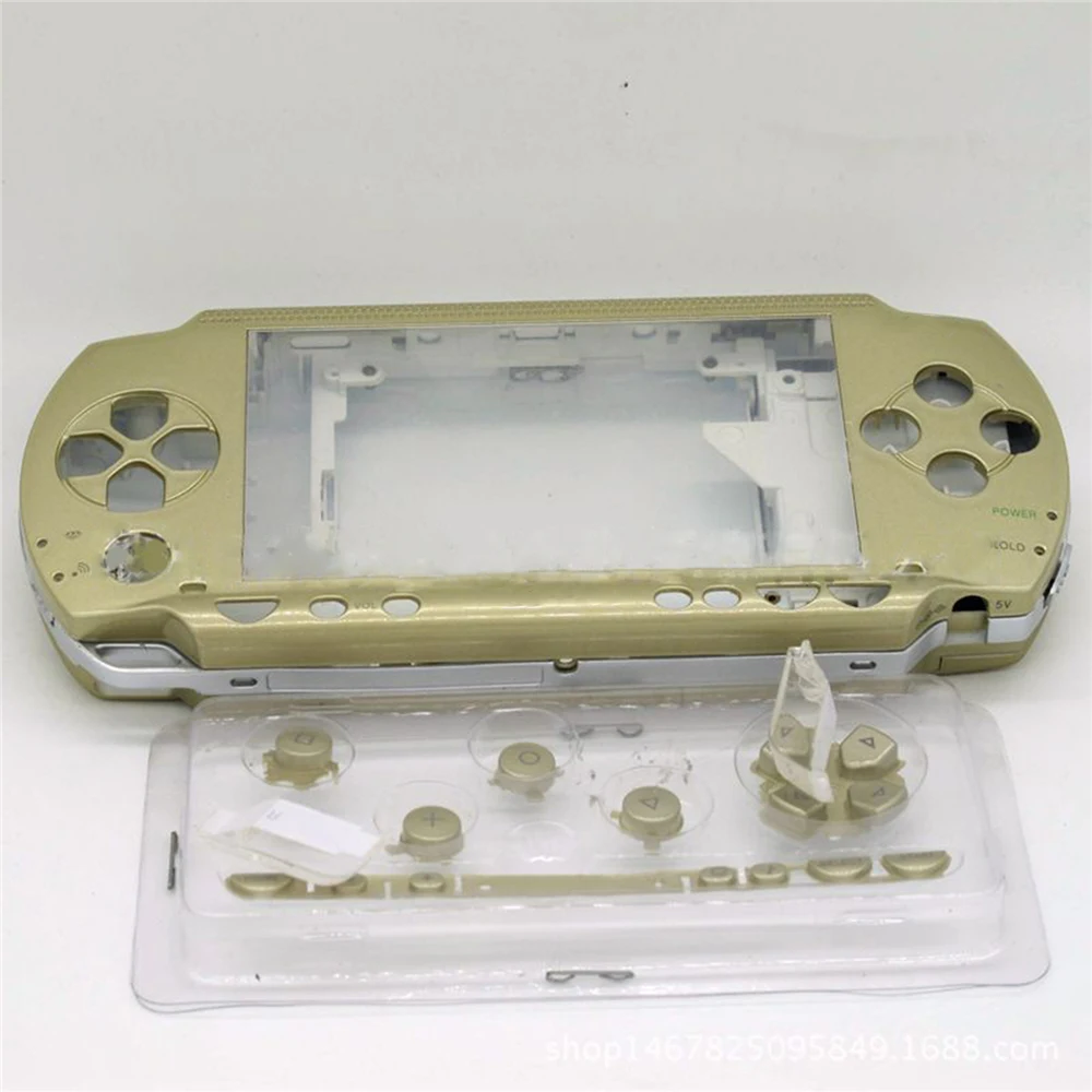 Золотой Сменный корпус, чехол с кнопками, набор для sony PSP1000, контроллер игровой консоли, полное покрытие, набор, Запасная часть - Цвет: Золотой