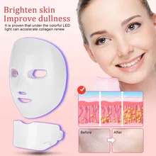 7 цветов фотонная маска для омоложения кожи лица, шеи, подтяжки кожи, омоложения лица, красоты, светодиодный станок для лица