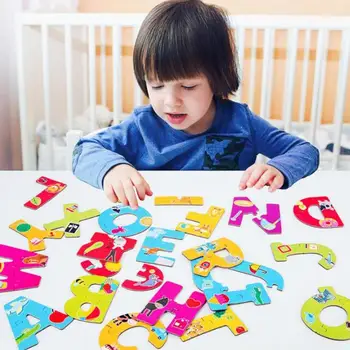 

1 Set Montessori Educational Wooden Toys Cartoon Numbers Letters Math Puzzle Toys Mathematics Preschool Jigsaw Toy Gift for Kids