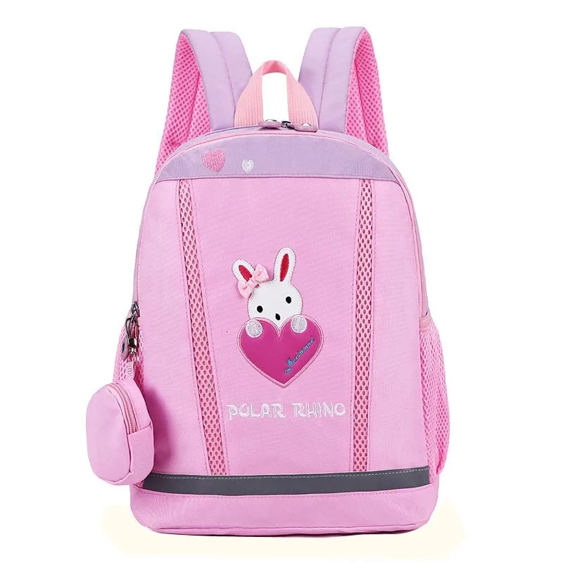 pink Children Printing Nylon bear/rabbbit Backpacks Kids Kindergarten School Bags Backpacks Baby Boys Girls Nursery Toddler Rucksack - Цвет: pink