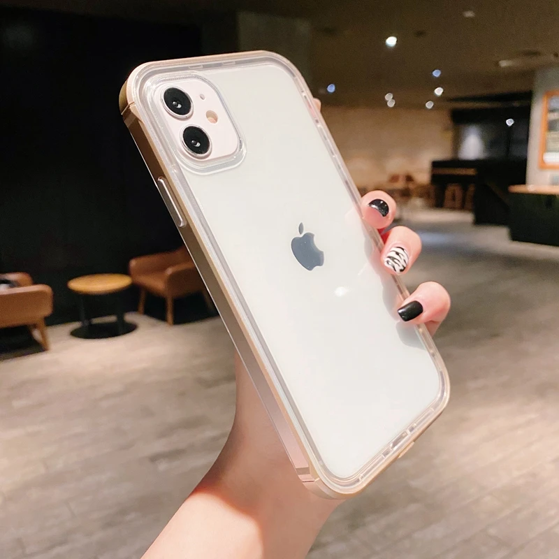 Transparent Candy color bumper Anti-knock Case for iphone 12 12Pro Max 11 11Pro XR X XS Max SE2020 7 8 Plus shockproof cover
