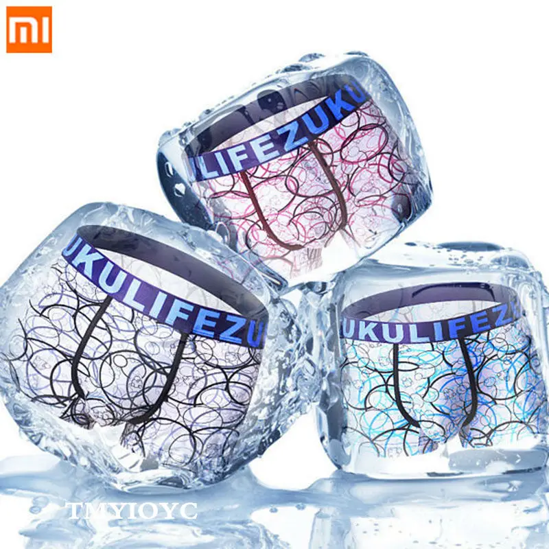 

3PCS Xiaomi Mijia Men Underwear Male Shorts Ice Silk Underpants man Smooth comfortable Cool U Pouch Men's Sexy Modal 3D Panties