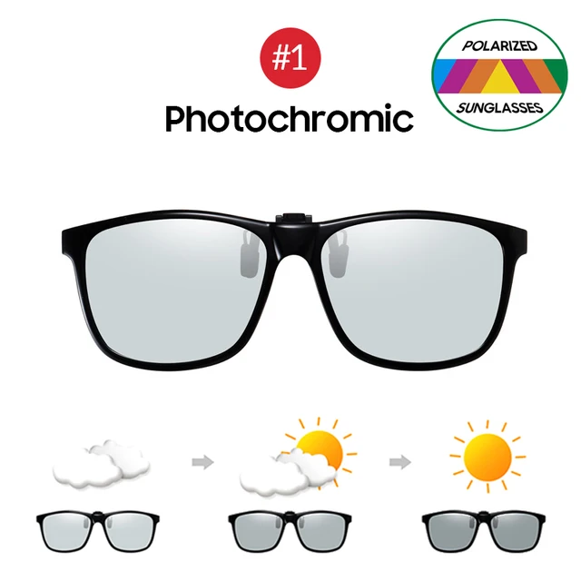 Fishing Polarized Pilot Flip Up Clip on Sunglasses Men Photochromic UV400 Women Driving Sun Glasses Color Change Night Vision 1 Photochromic