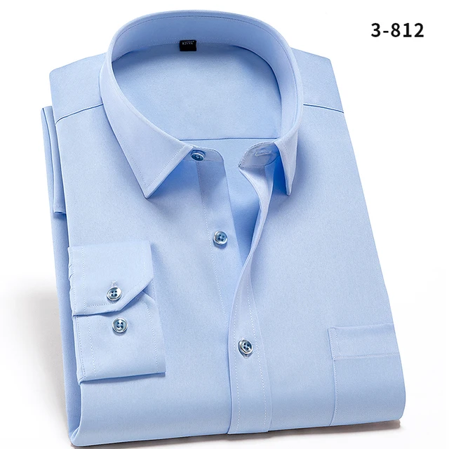 New Stretch Anti-Wrinkle Cotton Men's Shirts Long Sleeve Dress Shirts For Men Slim Fit Camisa Social Business Blouse White Shirt 3-812