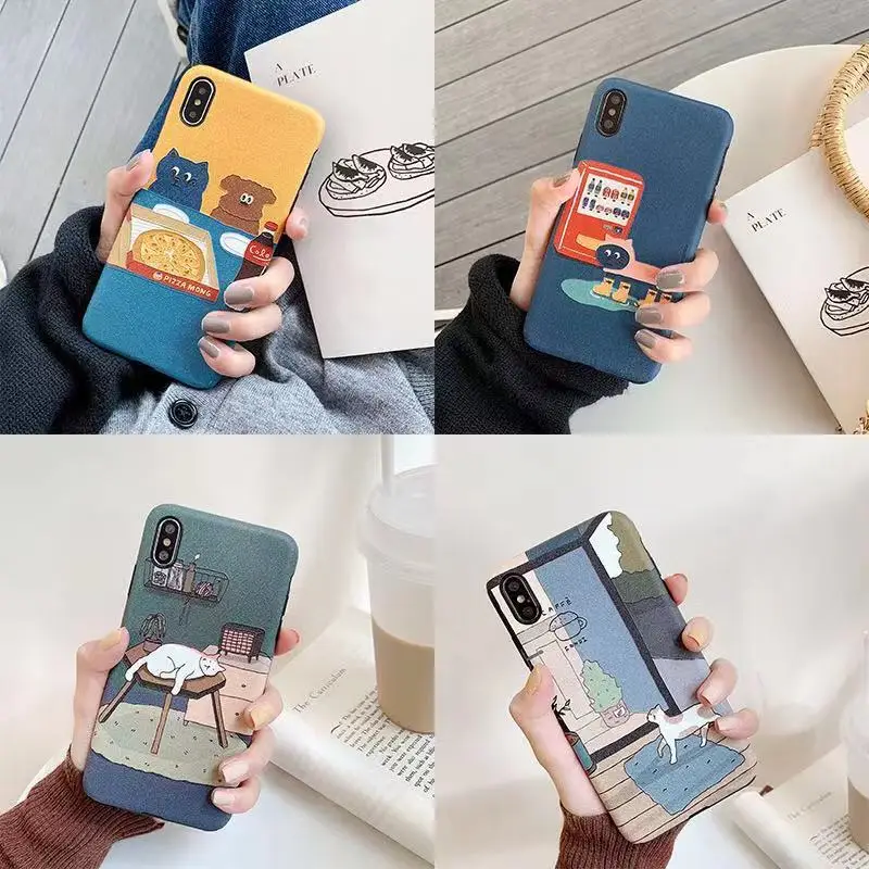 

2019 new Illustration embossed phone case with Silicone cover for iphoneX XR XS MAX 6 7S 8SPlus for HuaweiP20 p30 for OPPOR9