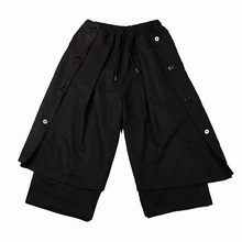 Японские Дарт Вейдер Мужские 9 телячьей длины брюки Гарун тьма верхняя одежда оверсайз эластичный пояс брюки Оуэн Готический Yohji брюки