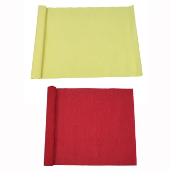 

2 Roll DIY Flower Packing Crepe Papers Handmade Materials Crinkled Paper 250x50cmm(Light Yellow&Red)