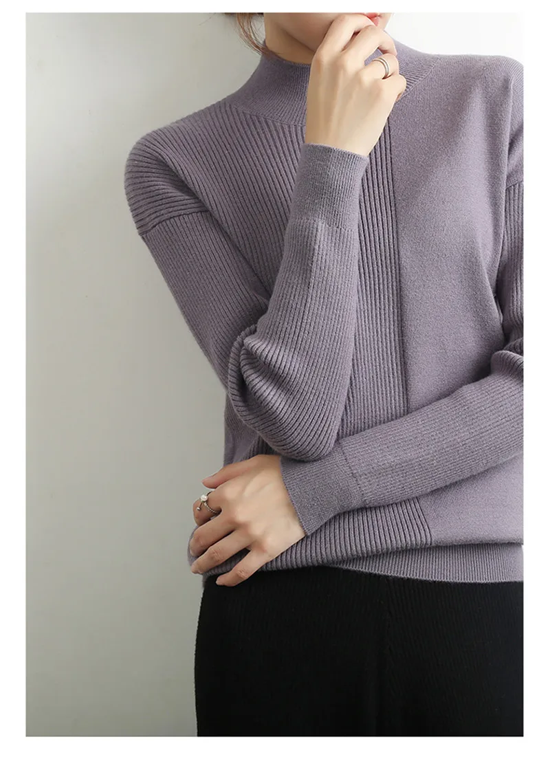 GCAROL, зимний женский минималистичный кашемировый свитер, стандартный воротник, 30% шерсть, жаккард, в полоску, сплайсированные, Джерси размера плюс, 2XL, джемпер