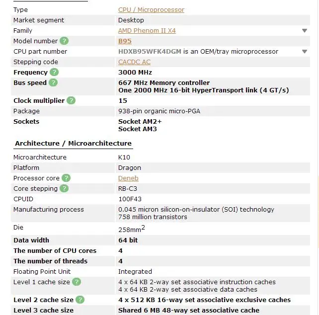 AMD Phenom II X4 B95 HDXB95WFK4DGM AMD B95 PC cpu четырехъядерный процессор AM3 работает правильно настольный процессор 95 Вт 3,0 ГГц разъем AM3