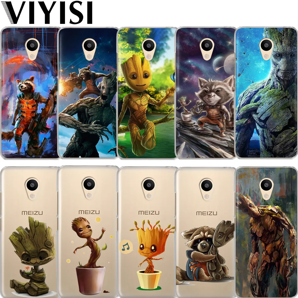 

Cute Groot For Meizu M6 M5 Note Silicona Casos Para Case M5S 5C 3s Note Pro6 U10 U20 Rocket Raccoon Coque Etui Fundas Capinha