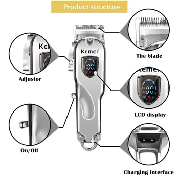

Men Electric Hair Clippers Cordless Hair Trimmer with LED Rechargeable Hair Grooming Kit Set Hair Trimmer Razor Hairdresse
