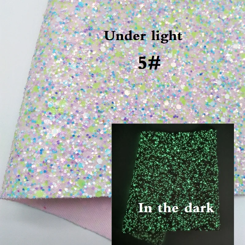 Glitterwishcome 21X29 см A4 Размер светится в темноте блестящая ткань, плотная блестящая кожа, искусственная кожа ткань для бантов, GM529A - Цвет: 5
