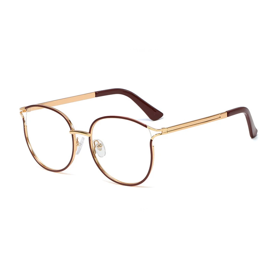 3 Glasses Frame Новые модные очки кошачий глаз, оправа для мужчин и женщин, большая металлическая оправа, круглые ретро оптические очки для компьютера, защитные очки Oculos - Цвет оправы: 3 Glasses Frame