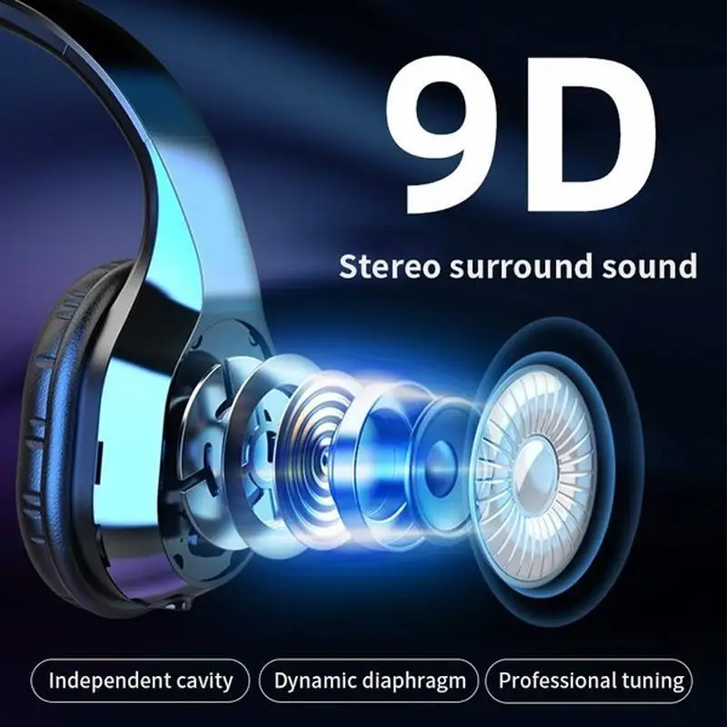 Folding Gaming Headset Stereo Wireless Bluetooth 5 0 Surround Sound Headphones with Noise Cancelling For Laptop Mobile Phone