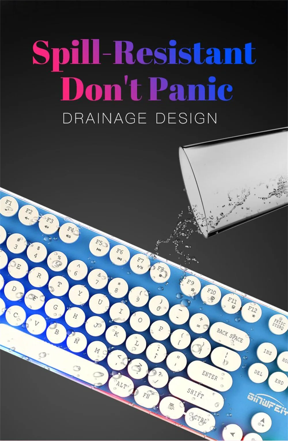 Мультимедийная функциональная металлическая панель, панк-ретро-брелок. Цветной трещины светодиодный с подсветкой USB Проводная ПК Радужная игровая клавиатура