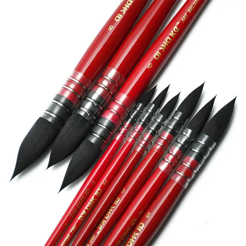 5Pcs Artist Paint Brush Set High Quality Nylon Hair Wood Black