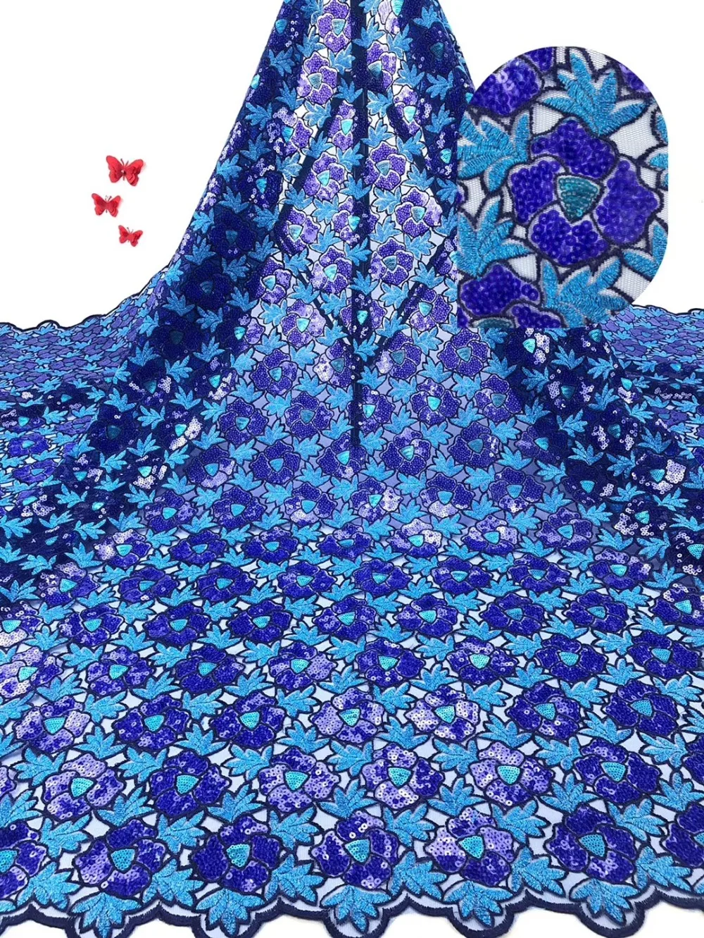 

Free shipping New Arrival High Quality African Organza Lace Fabric 2019 Nigerian French Sequins Lace Fabric For Dress
