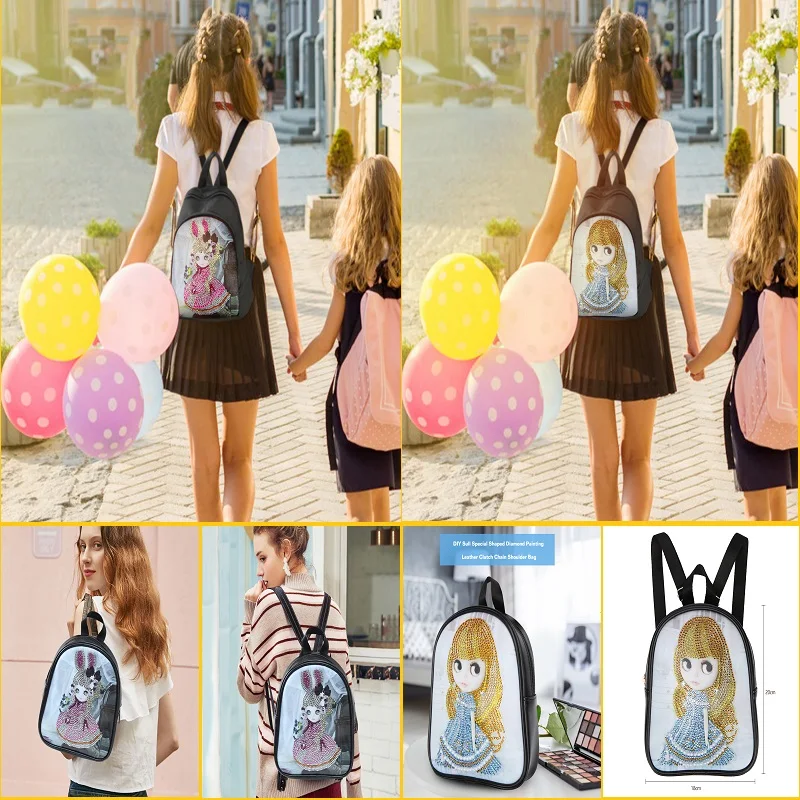 5D Diamond Painting Beautiful Princess Leather Crossbody Chain Bags DIY Diamond Embroidery Bag Purse Pouch Cute Backpack