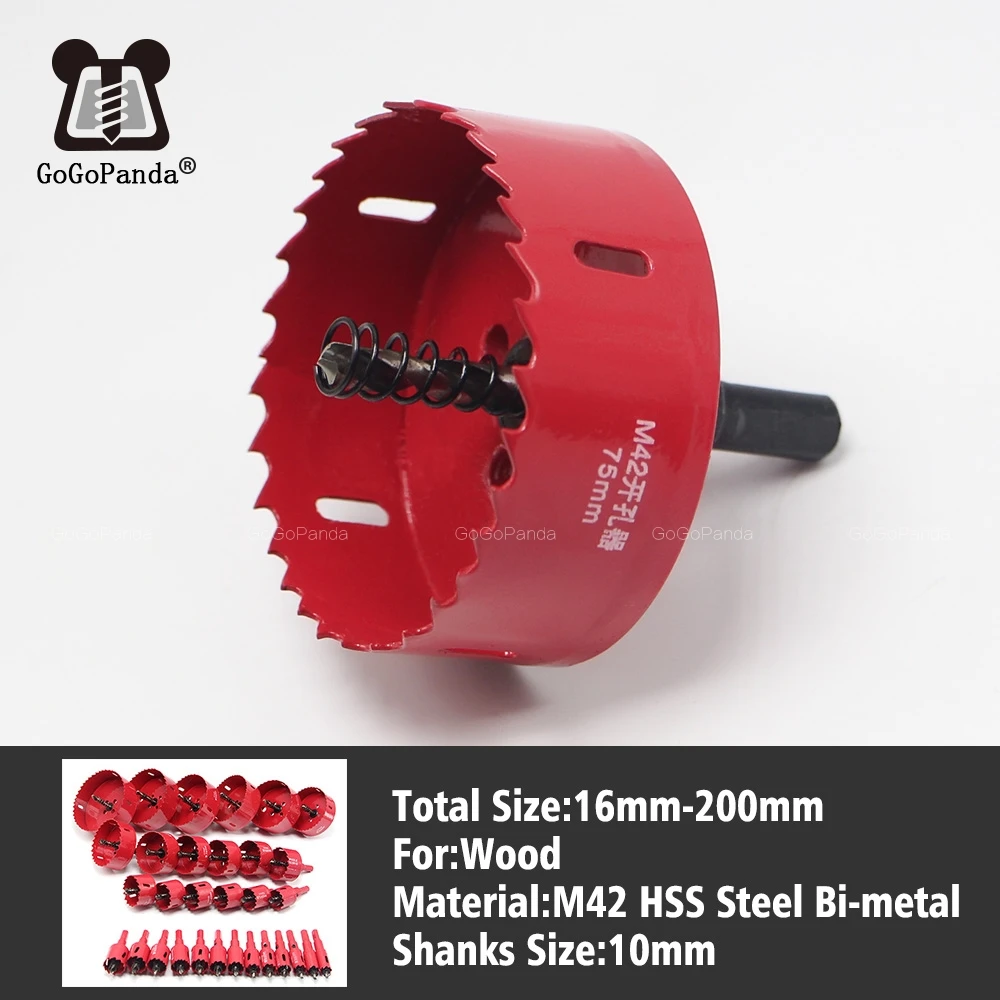 

GOGOPANDA Free shipping 16-200mm Bi-Metal Wood Hole Saws Bit for Woodworking DIY Wood Cutter Drill Bit