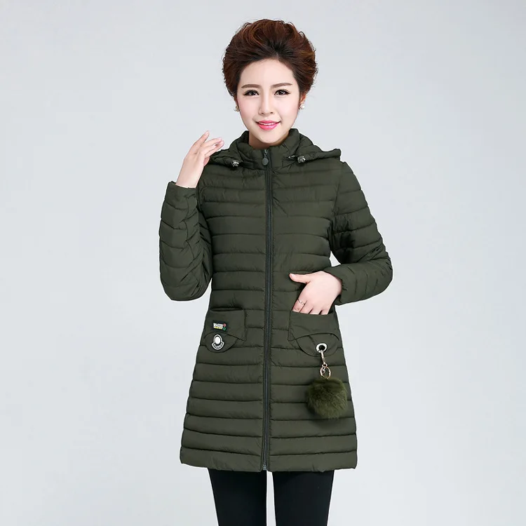 

Fall And Winter Clothes New Style Cotton-padded Clothes Women's Korean-style Slim Fit Fashion Mid-length Remove Cap Large Pocket