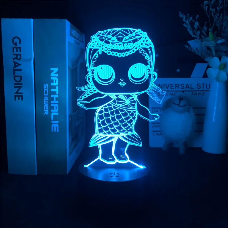 

Cute Glitter Dolls Coloring Pages 3D Nightlight Game for Bedroom Decor Cute Birthday Color Gift LED Lamp Manga Kid Love Present