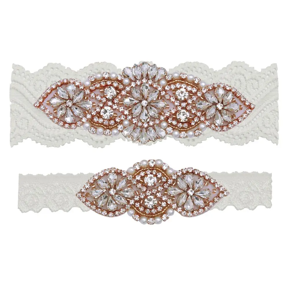 

MissRDress Wedding Garter Toss Garter Crystal Rhinestone Wedding Garter Set Suspenders Women Custom Garter Set Bridal Garter Hot