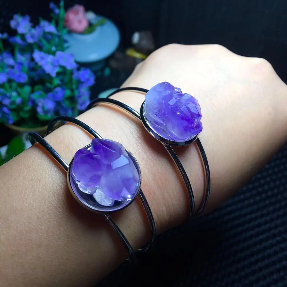 Natural purple crystal cluster bracelet stone inlay ornaments | Украшения и аксессуары