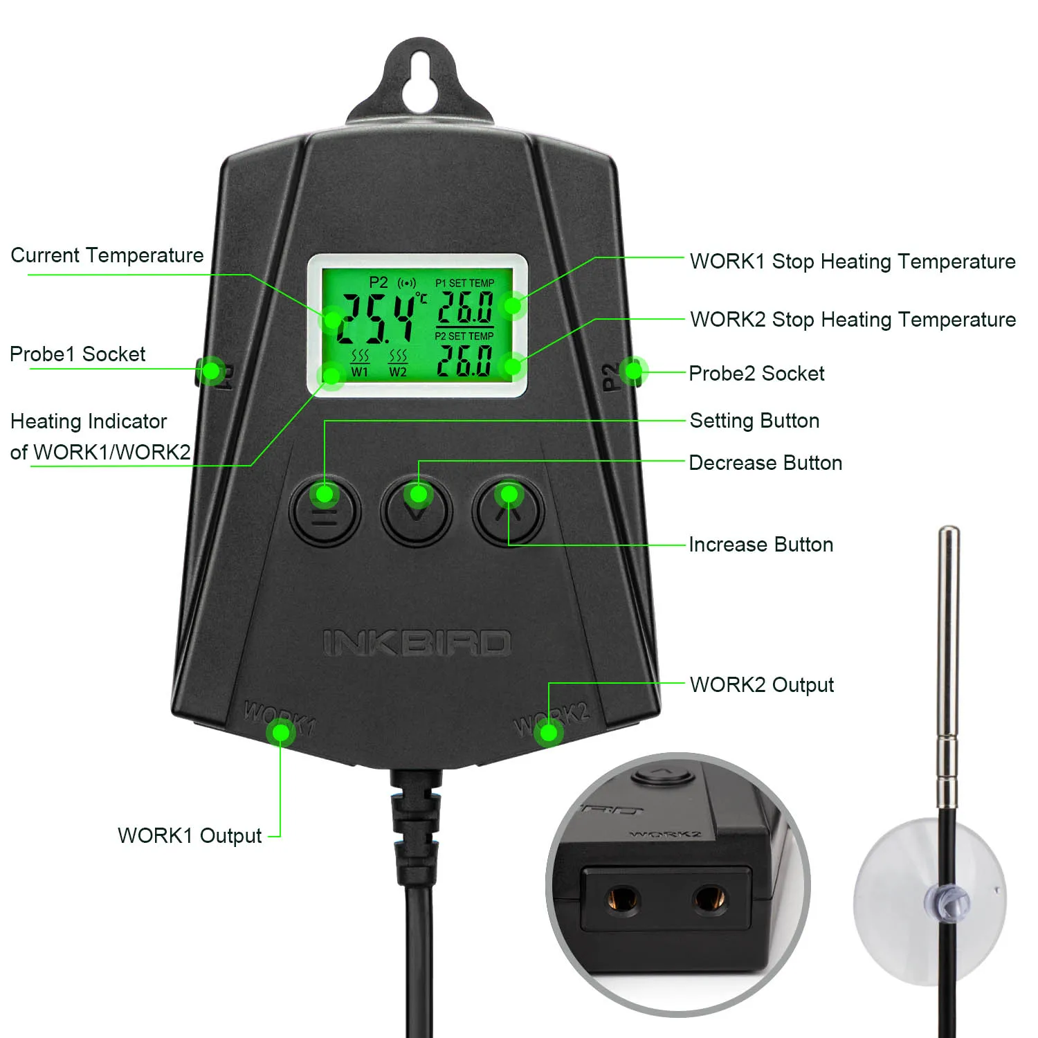 Inkbird WiFi Heat Mat Thermostat IPT-2CH Temperature Controller