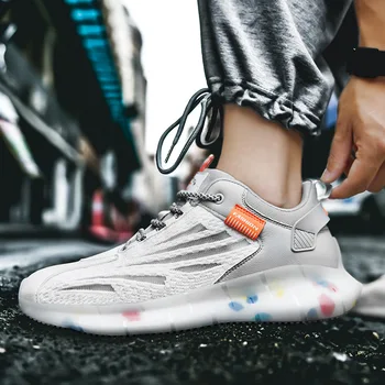 

Cross Border Large Size Athletic Shoes Men's Running Shoe Versatile Shoes zi fei Knitted Casual Popcorn MEN'S SHOES Summer Breat