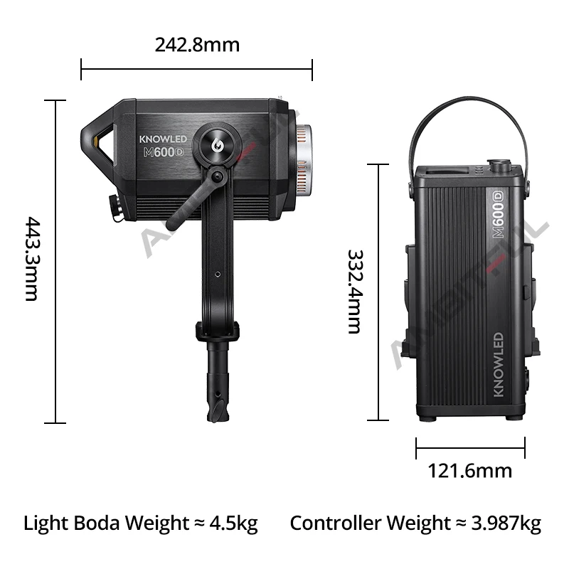Godox KNOWLED M600D 740W 5600K 일광 LED 비디오 라이트 내장 FX 효과, 휴대용 케이스 포함