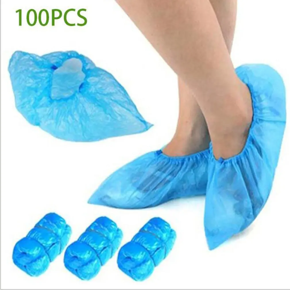 Household Indoor Disposable Shoe Covers 100 Pieces Blue 