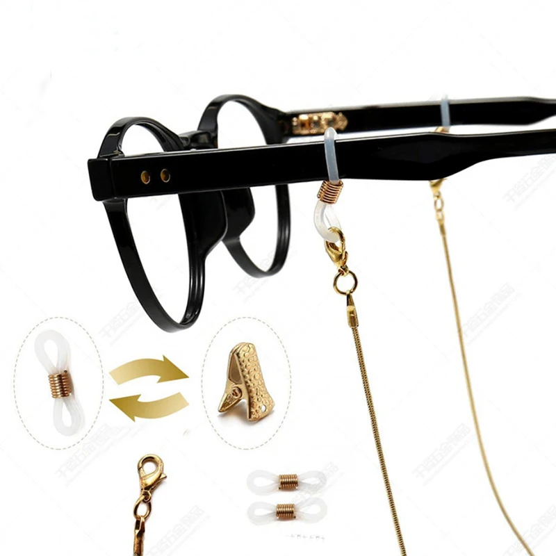 

Eyeglasses Chain Snake chain Mask Hanging Rope plated silicone loops Clip Padding Sunglasses accessory women gift