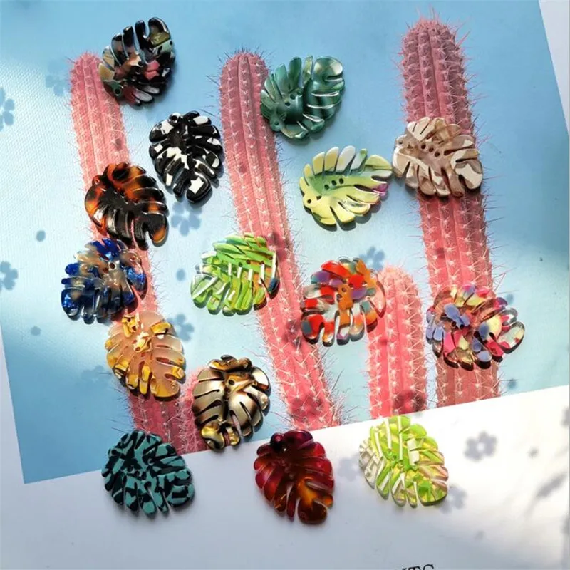 10 шт./лот соединители для подвесок из ацетатной смолы в виде листьев сережек