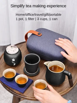 

Travel Tea Set Small Portable Tape Tray Retractable Outer Quik Cup a Pot of Two Cups tea sets kung fu tea set