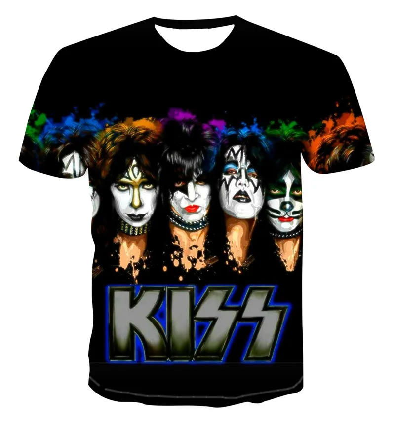 Лидер продаж футболки с 3D принтом рок группы KISS для мужчин и женщин в стиле хип