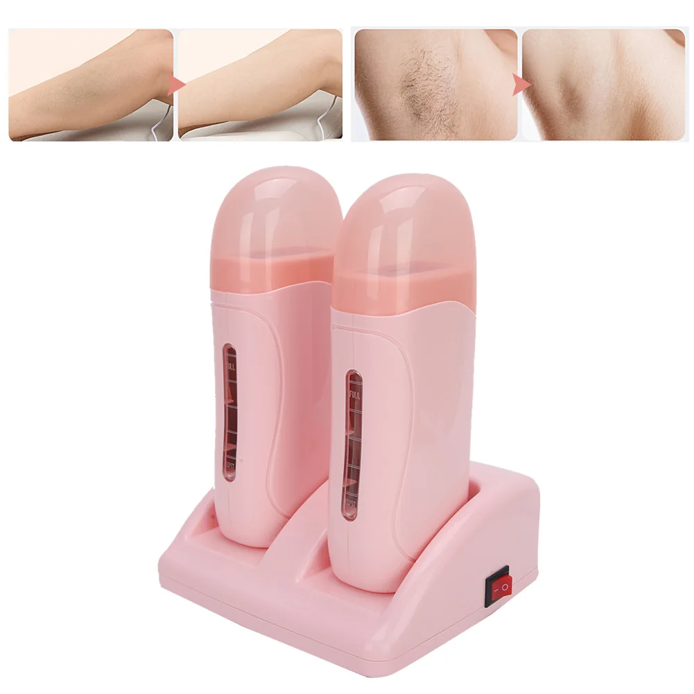 Pink Double Waxing Heater Mini Hair Removal Handheld Wax Heater Wax-melt Machine Professional Hair Removal Tools In Beauty Salon custom acrylic business logo waxing aftercare advice a3 size 3d perspex wall sign spa beauty salon salon aesthetics decorations