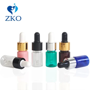 

5pcs 5ml Empty Makeup Plating Bright Lid with Glass Eye Dropper Portable Refillable Bottle Mini Esstenial Oil Liquid Container