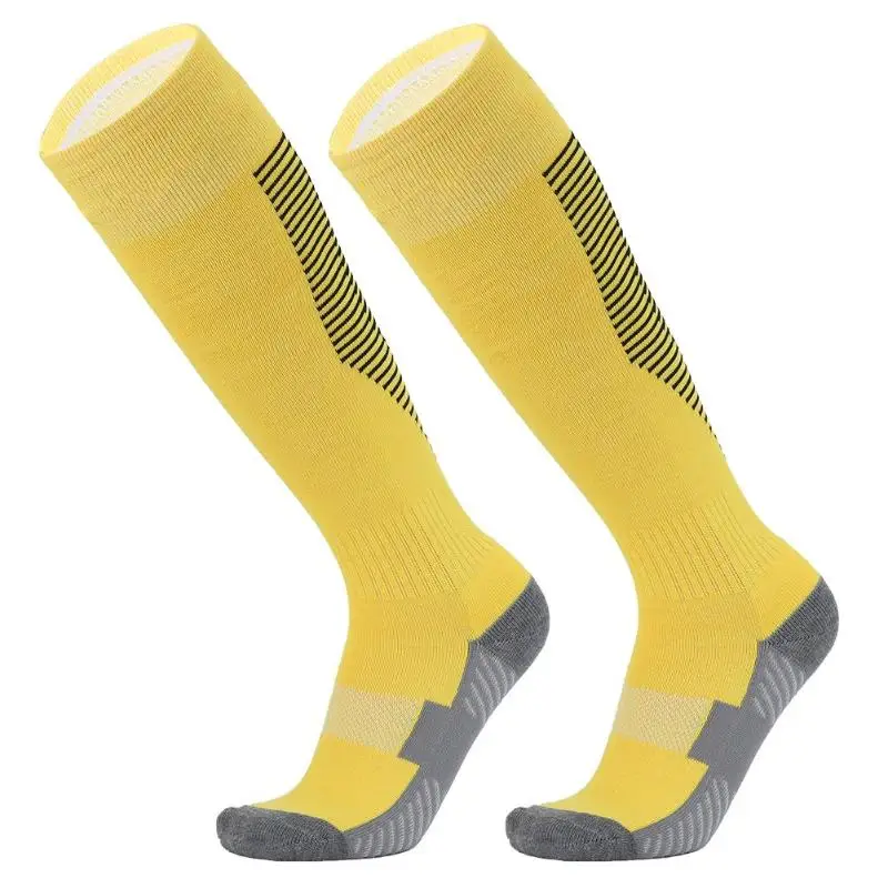 Профессиональные спортивные носки для футбола для детей, Длинные цветные носки в полоску, гольфы для волейбола, носки для футбола, дышащие носки - Цвет: Цвет: желтый
