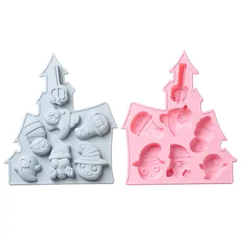 

Halloween Ghost Castle Baking Mold Silicone Chocolate Mousse Ice Tray DIY Modeling Mould Durable Cartoon Festival Kitchen Supply