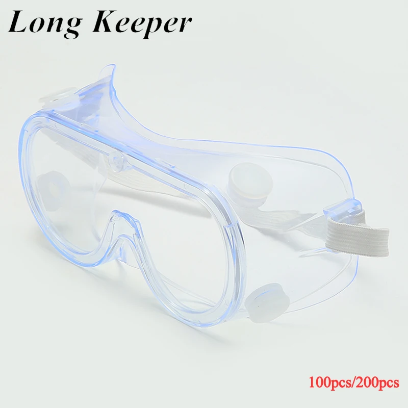 

100pcs/200pcs Safety Protective Goggles Fully Enclosed Transparent Lens Glasses Anti-Fog Eyewear Fast Shipping Via DHL/UPS/Fedex