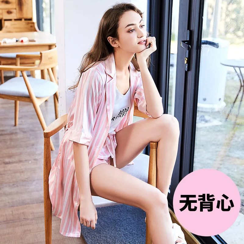 

Yao ting New Style Silk Pajamas Women's Spring Half-sleeve Shirt Shorts Two-Piece Set Stz613
