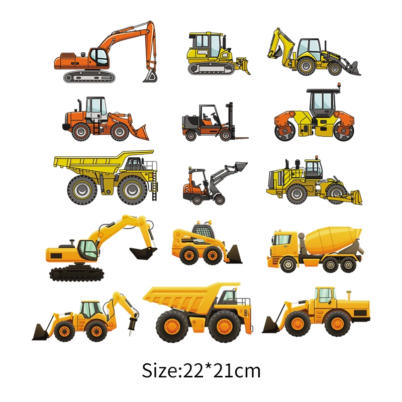 Car Stickers Heat Transfer clothes on Patches Diy Patches For T-shirt Excavator Parch Iron On Eco-friendly Parches
