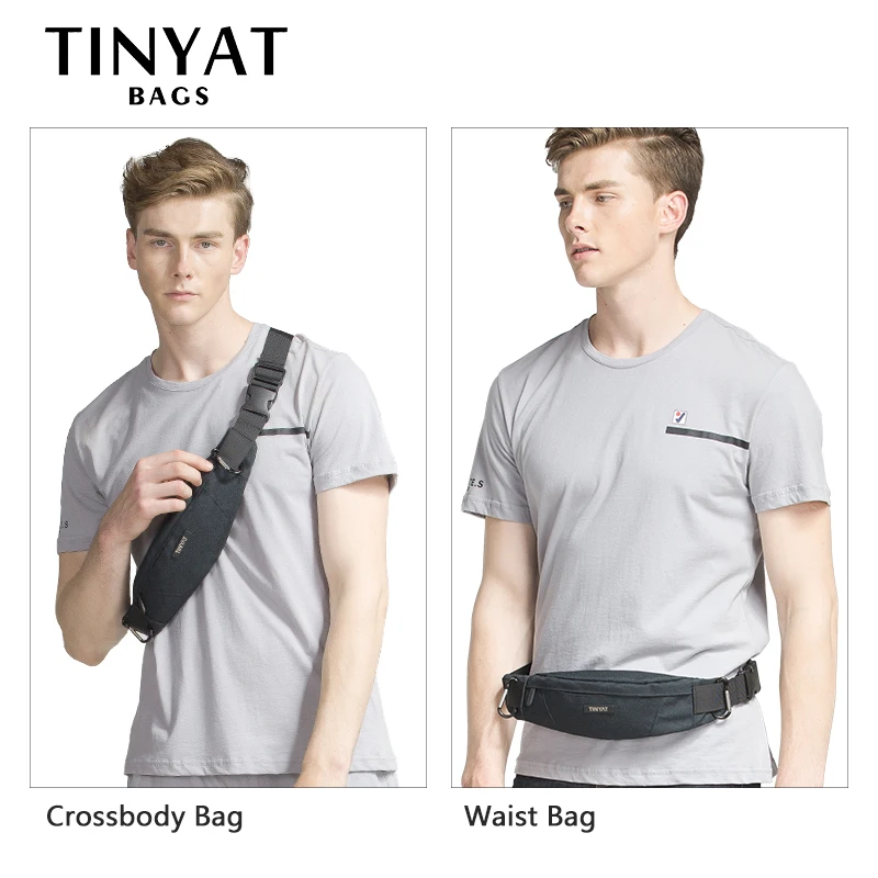 

TINYAT Waist Bag Men's Waterproof Canvas Phone Storage Belt Bag Travel Casual Union Crossbody Bag Travel Casual Unisex Waist Bag