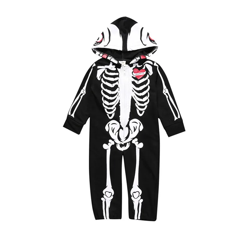 

Halloween Christmas Costume Newborn Baby Boy Girl Kid Skeleton Autumn Hooded Rompers Long Sleeve Jumpsuit Outfit Cosplay Clothes