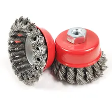 Горячая 75 мм стальной проволочный узел плоское проволочное колесо вращающийся узел плоская чашка проволочное колесо щетка для углового шлифовального станка щетка для удаления ржавчины набор кистей