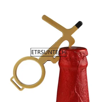 

100pcs Door Opener Bottle Opener Key Chain NO TOUCH Door Handle Artifact Keychain Avoid Touching Key Buckle