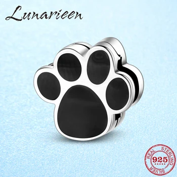

Hot 925 Sterling Silver Black enamel Animal dog claw Clip beads Fit Original reflection Charm Bracelet jewelry making